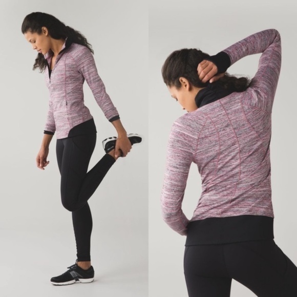 lululemon athletica Tops - lululemon | Runderful 1/2 Zip Space Dye Camo Berry SZ 2